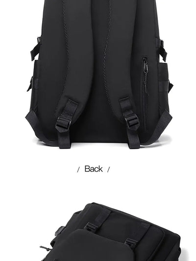 One 15 Inch Polyester Waterproof Solid Color Simple Men's Backpack Fashion Couple Student Computer Backpack - Smarsty