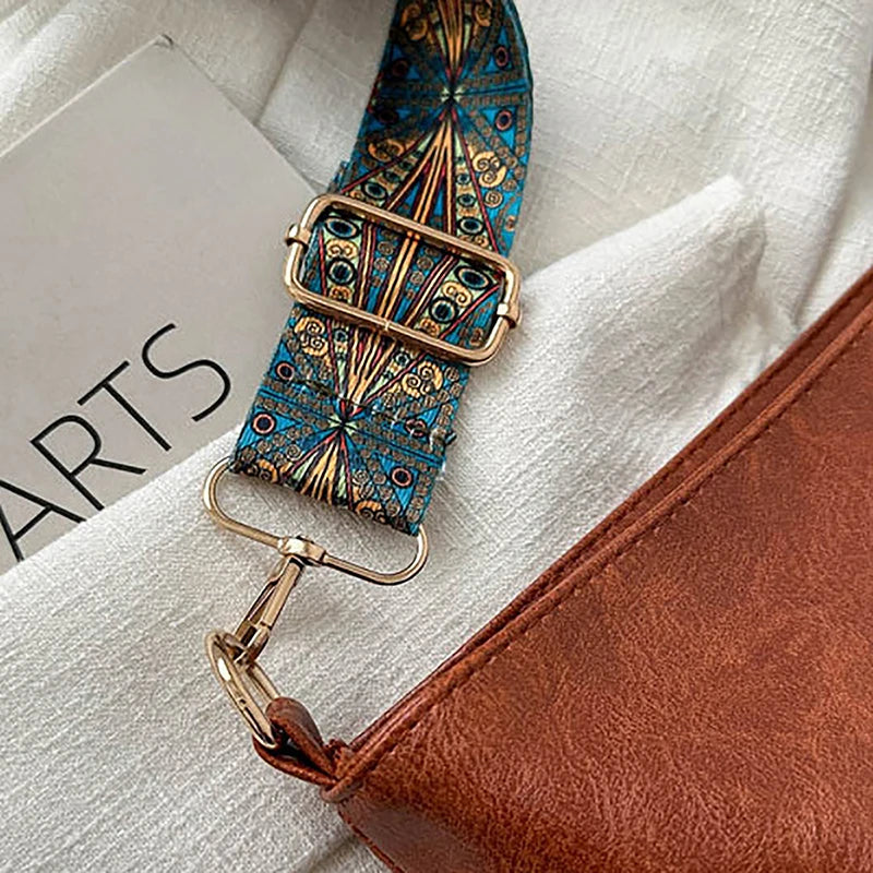 Wide Geometric Strap Shoulder Bag Large Capacity Crossbody Bags For Women,Retro Pu Leather Women's Bag For Shopping Travel - Smarsty