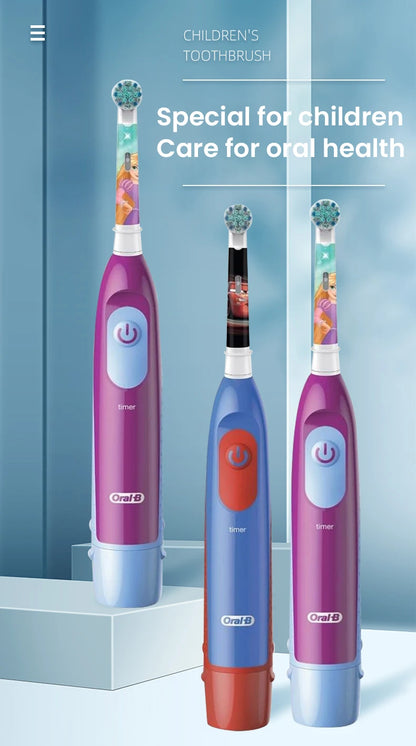 Oral B DB5510K Electric Toothbrush Children Rotary Teeth Brush Soft Bristles 2Min Timer Waterproof Battery Powered For 3-12 Ages - Smarsty