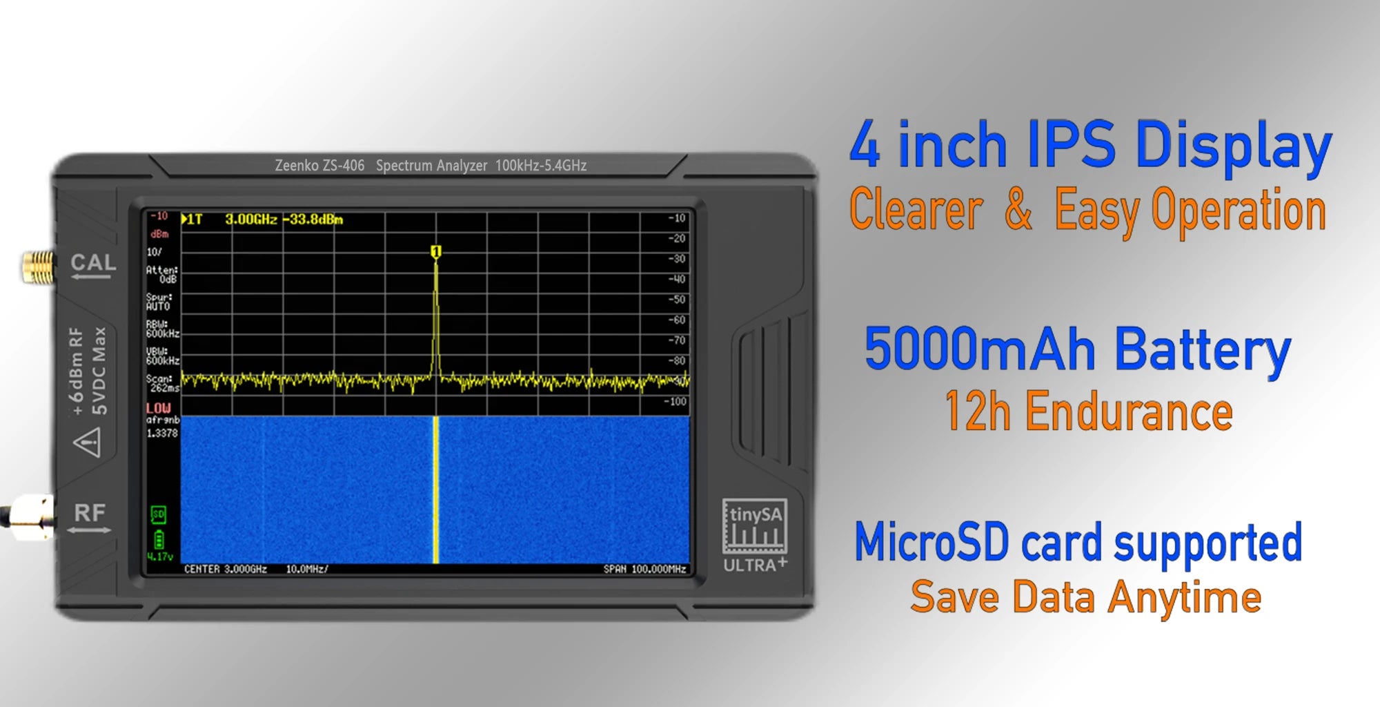 Zeenko ZS-406 Handheld Spectrum Analyzer with 4 Inch Display - Smarsty