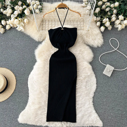 YuooMuoo Chic Fashion Sexy Package Hips Split Knitted Summer Dress 2025 Women Slim Elastic Bodycon Party Dress Streetwear Outfit - Smarsty