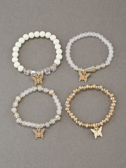 Trendy Butterfly Beaded Bracelet Set for Women - Smarsty