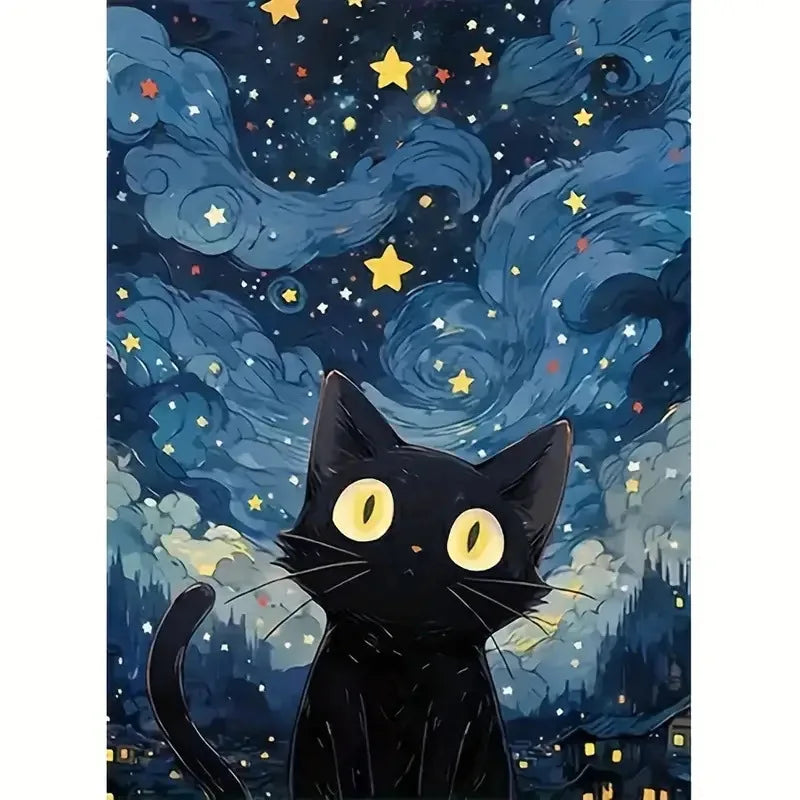 5D DIY Diamond Painting Kit Star Cat Landscape Art - Smarsty