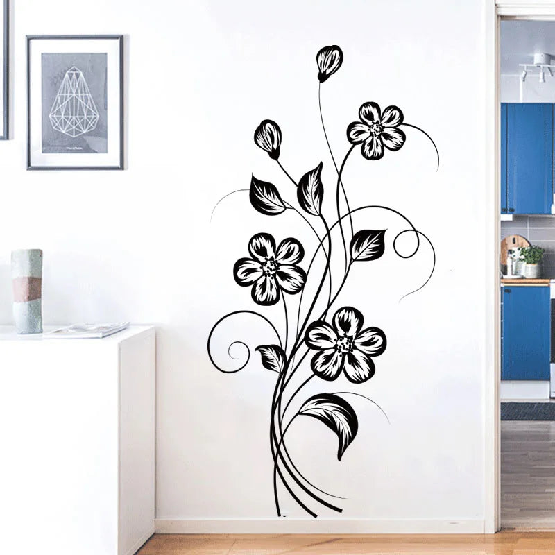 Beautiful Black Flower Wall Sticker for Home Decor - Smarsty