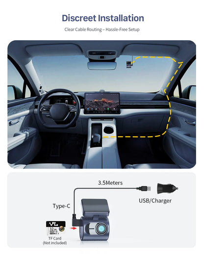 2K Tiny Car DashCam With WiFi App And Voice Control - Smarsty