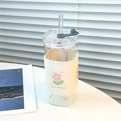 Square Heat Resistant Glass Coffee Cup With Lid - Smarsty