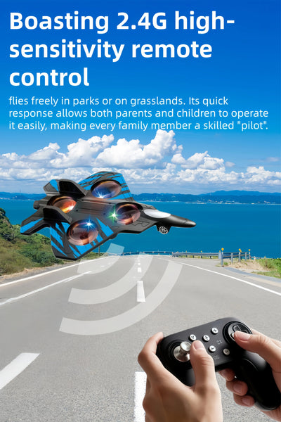 Glider Flying Helicopter RC Hobby Jet Plane 2.4G Stunt Remote Control Foam Fighter Airplane Toy With Light