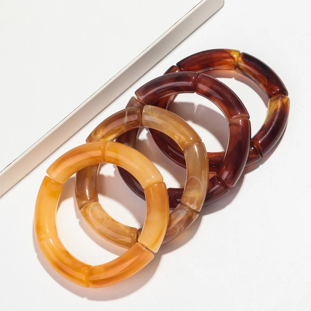 Trendy 4 Piece Set of Handmade Acrylic Bead Bracelets - Smarsty