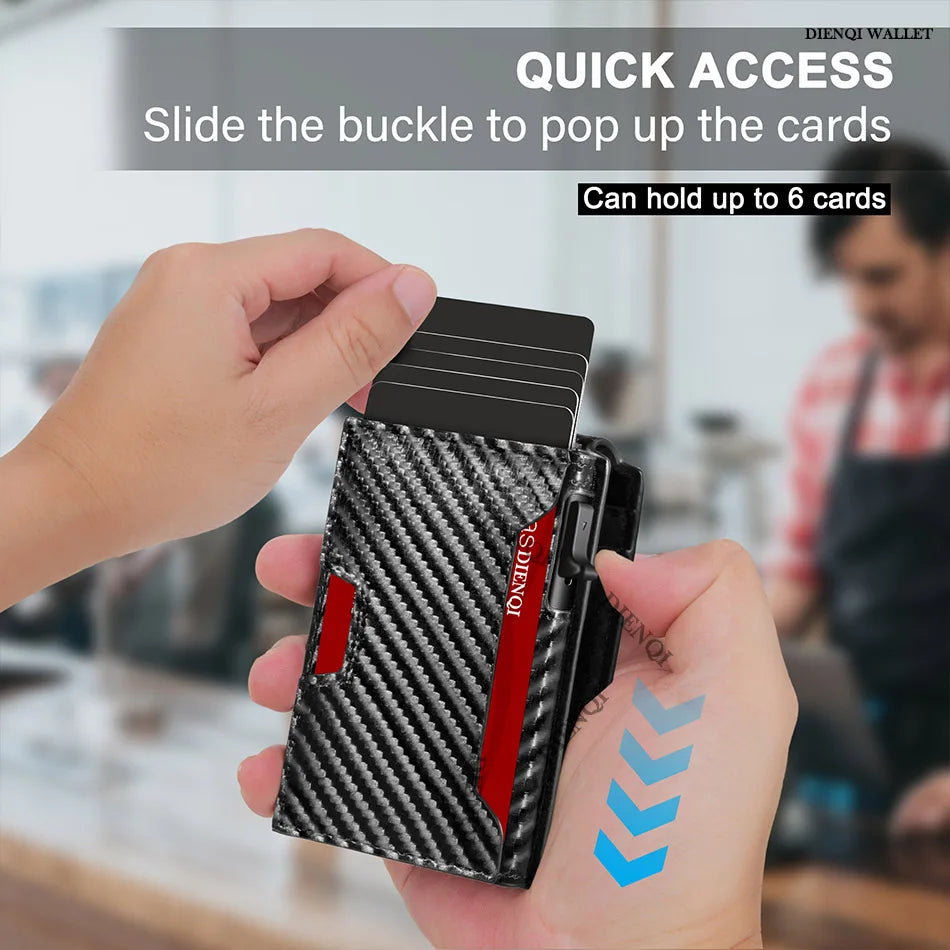 Carbon Fiber Rfid Credit Card Holder Men Wallets Anti Theft Slim Thin Wallet Luxury Cardholder Minimalist Wallet Purse Walet Bag - Smarsty