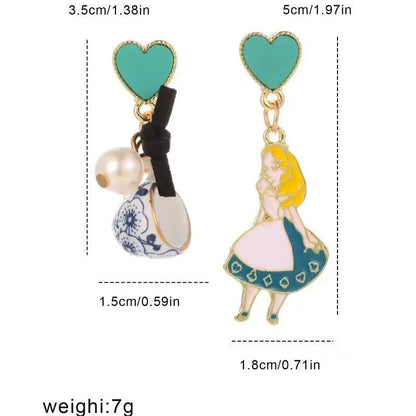 Cute Fairy Tale Princess Alice Dangle Earrings with Pearls - Smarsty