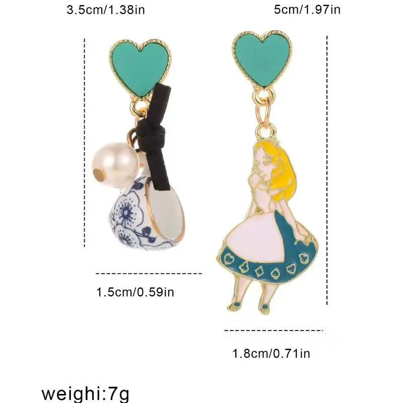 Cute Fairy Tale Princess Alice Dangle Earrings with Pearls - Smarsty