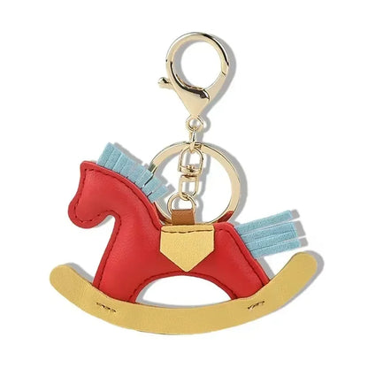 Women's Bag Charm Decoration Cartoon Rocking Wooden Horse Women's Leather Charm Bag Charm Key Chain Cute Bag Accessories Gifts