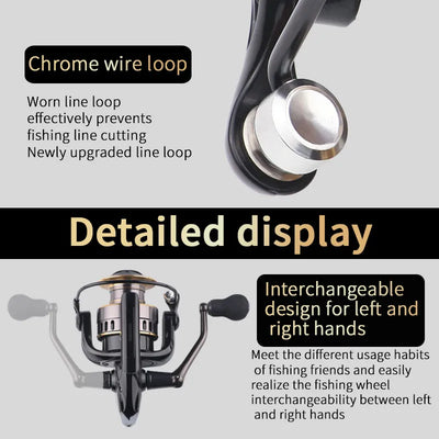 1 Piece Two-Hand Rotating Fishing Reel, He1000-7000 Series, 5.2:1 Gear Ratio, 22.05lb Extraction, Smooth and Sensitive Aluminum Alloy Body, Pa Nylon, Left/Right Hands Can Be Changed, Suitable for Freshwater and Saltwater - Smarsty