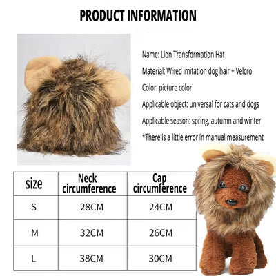 Lion Mane Wig Hat for Dogs and Cats - Smarsty