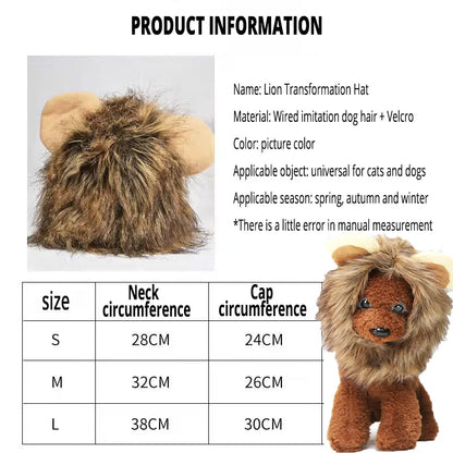 Lion Mane Wig Hat for Dogs and Cats - Smarsty
