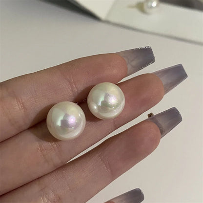 Elegant Rose Stud Earrings With Imitation Pearl Pink Tulip - Smarsty