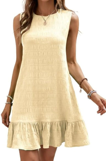 Solid Color Casual Loose Short Dresses For Women 2024 Fashion Summer Women's A-Line Midi Dress Elegant Vintage Female Dresses - Smarsty