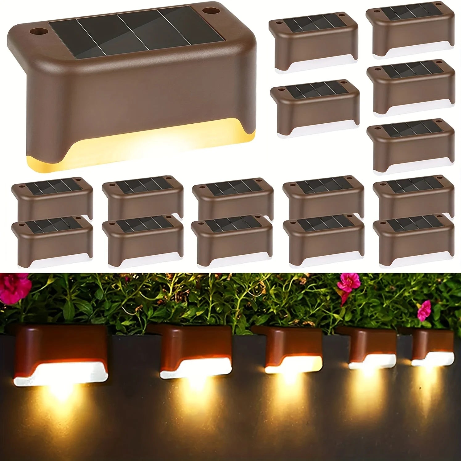 4 Pack LED Solar Stair Lights for Safe Outdoor Lighting - Smarsty