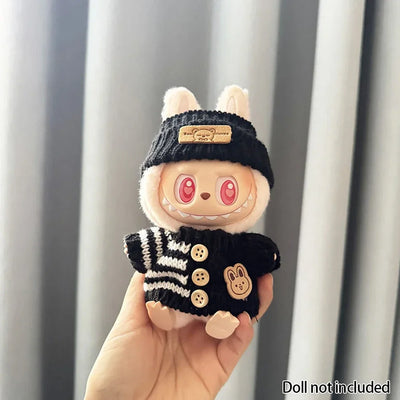 For 15-17 cm v1v2 Labubu Clothes outfit Labubu Sitting Party Bear Label Scarf Hat Bag Dolls Accessories Cute Decoration by Smarsty