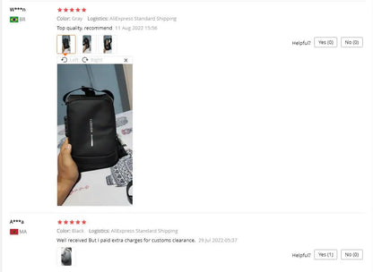Anti Theft Chest Bag USB Charge Crossbody Sling Pack - Smarsty