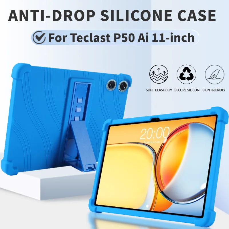 For Teclast P50 AI Tablet 11" Android 15 Case Shockproof Cover Soft Silicon Stand Protective Shell