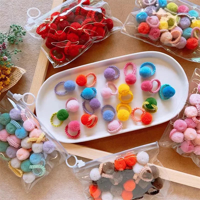 20 Pack Girls Plush Hair Bands Soft Colorful Ties Set - Smarsty
