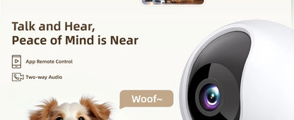 2.4＆5G WiFi Indoor Camera, 2K, 360° PTZ Pet Dog IP CCTV Camera with Phone App, 2-Way Talk, Night Vision, for Home Securi