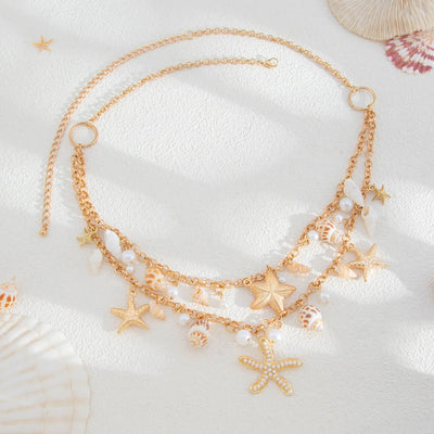 Charming Double Layer Sea Starfish Belly Chain Jewelry - Smarsty