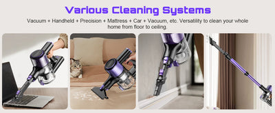 Cordless Vacuum Cleaner, 55Kpa/500W/45min 10 in 1 Powerful Stick Lightweight Vacuum Cleaner for Home Pet Hair/Hard Floor/Carpet - Smarsty