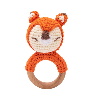 Baby Crochet Rattle Wooden Teether Toy BPA Free Wood Rodent Rabbit Rattle Baby Mobile Play Gym Newborn Educational Music Toys by Smarsty