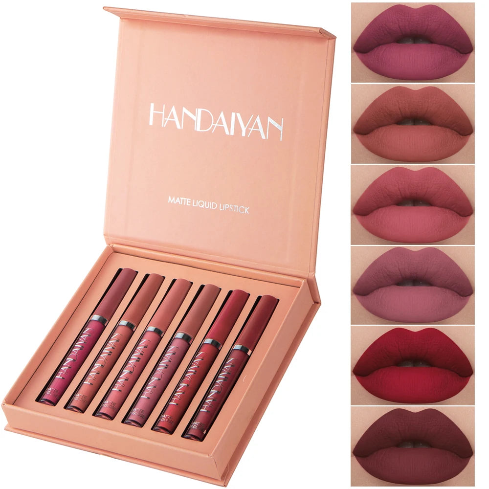 Handaiyan Set of 6 Long Lasting Non-Stick Lip Gloss - Smarsty