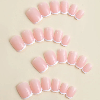 24pcs French Short Square False Nails Kit - Smarsty