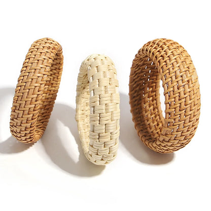 Boho Bamboo Rattan Weave Bracelet for Women - Smarsty
