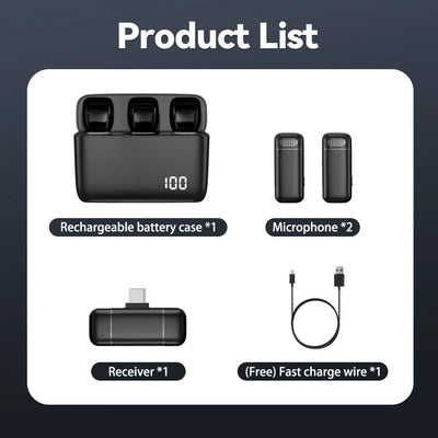 Wireless Lavalier Microphone with Digital Display and Noise Reduction - Smarsty