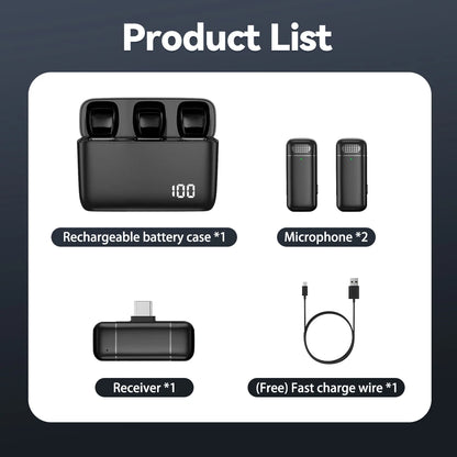 Wireless Lavalier Microphone with Digital Display and Noise Reduction - Smarsty