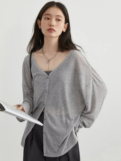 CHIC VEN Women's Cardigan New V-neck Long Sleeved Female Shirt Female Jumpers Sun Protection Woman Top Spring Summer 2024 - Smarsty