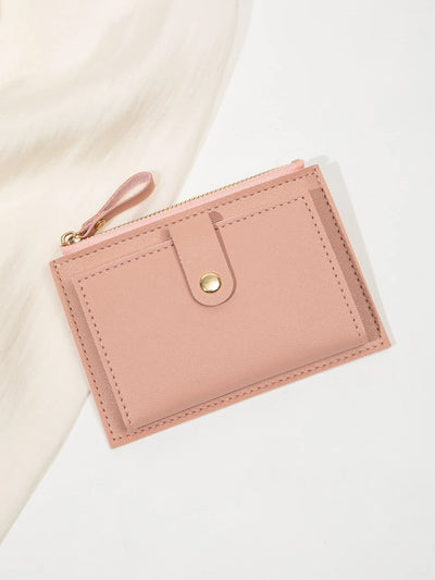 Minimalist and fashionable women's short card bag, ultra-thin mini PU leather zero wallet, women's credit card holder wallet - Smarsty