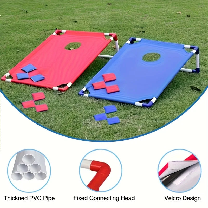 A Set of Red/Blue Portable Cornhole Game Set, Foldable and Durable, Summer Beach Bean Bag Toss Game, Suitable for Outdoor Parties, Camping, Beach and Backyard Entertainment - Perfect for Christmas, Easter, Thanksgiving and Gr