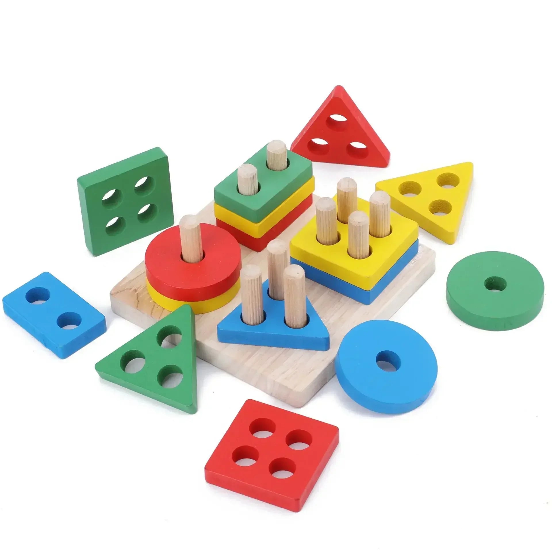 Montessori Wooden Toys Color Shape Matching Puzzle Game Colorful Beaded Color Cognition Early Educational Toys Gift for Children - Smarsty