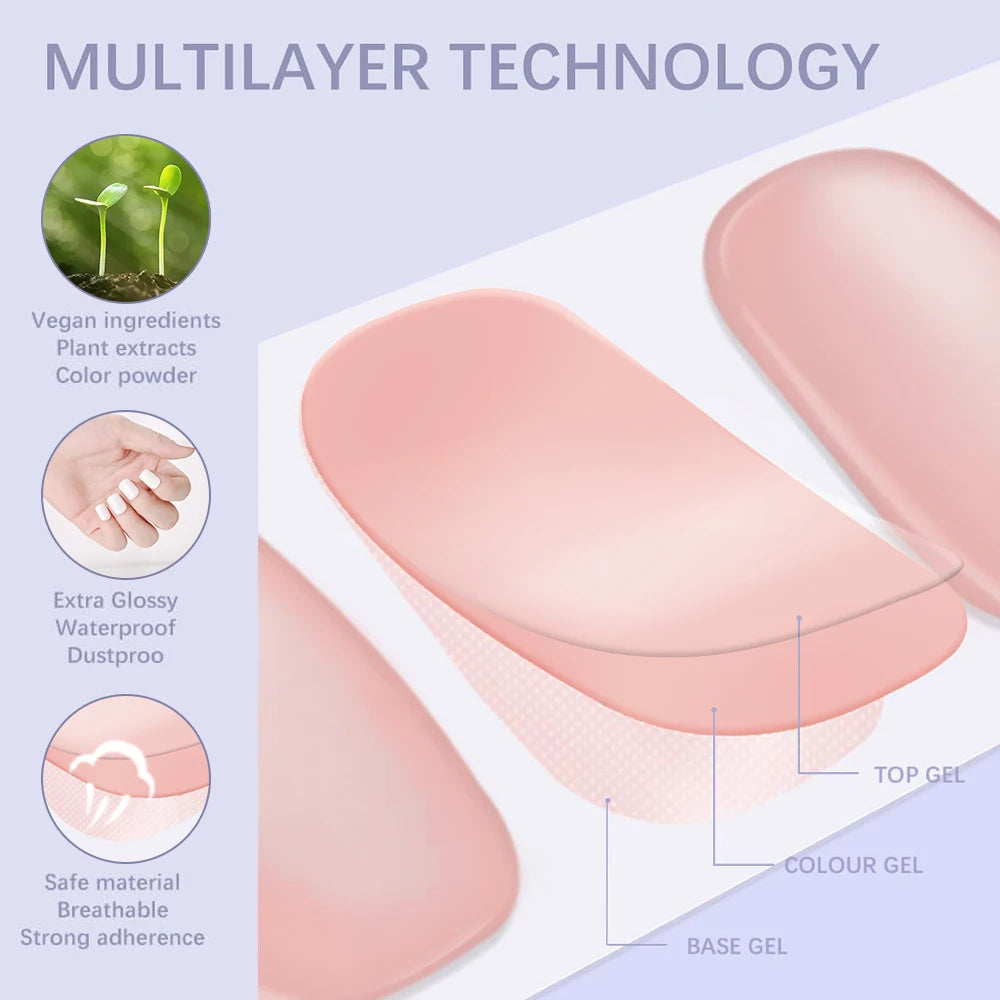 Long-Lasting Semi-Cured Gel Nail Stickers for Easy Application - Smarsty