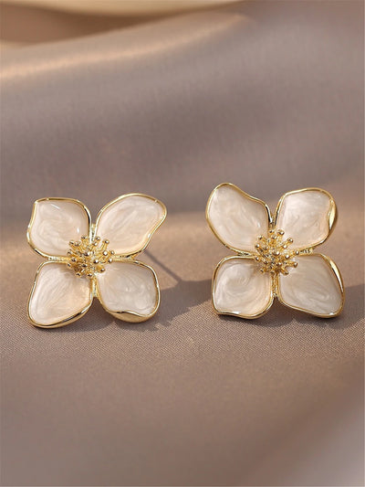 Hibiscus Flower Stud Earrings Romantic Vintage Gift - Smarsty