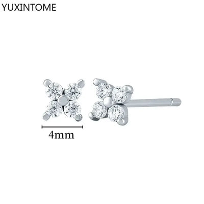 925 Sterling Silver Hoop Earrings White Crystal Luxury - Smarsty