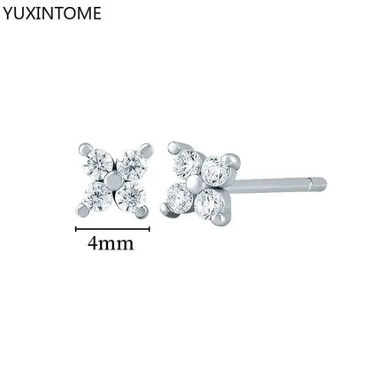925 Sterling Silver Hoop Earrings White Crystal Luxury - Smarsty