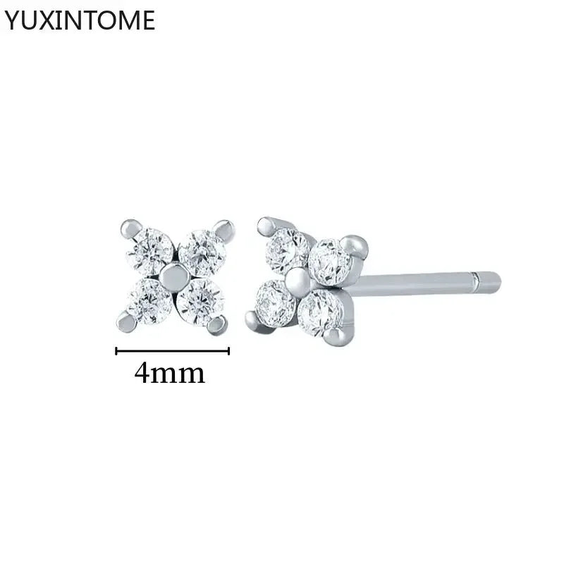925 Sterling Silver Hoop Earrings White Crystal Luxury - Smarsty