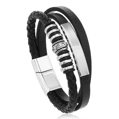 Trendy Leather Bracelets for Men with Stainless Steel Charm - Smarsty