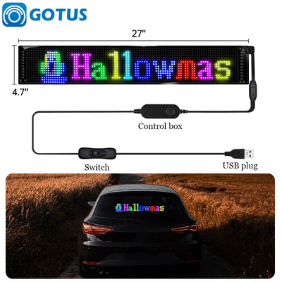 GOTUS LED Matrix Panel,Scrolling Bright Advertising LED Sign,LED Car Sign With Remote Control and Bluetooth Application Control