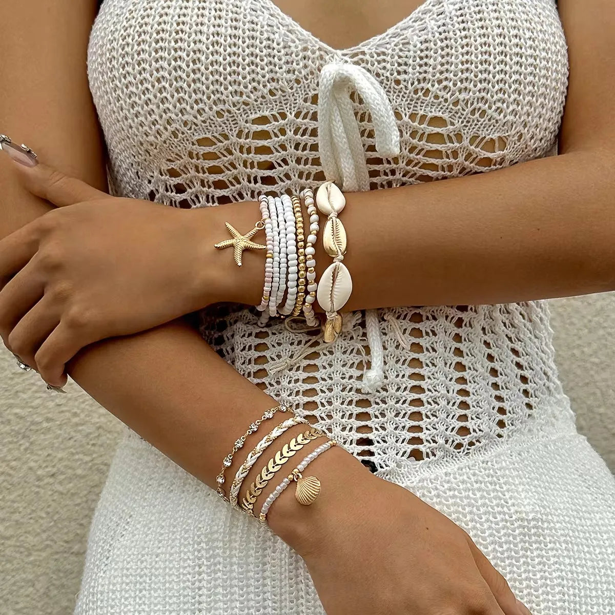 Bohemian Shell Beaded Bracelet Set for Women - Smarsty