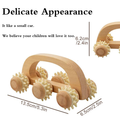 Handheld Wooden Massage Roller for Sore Muscles - Smarsty