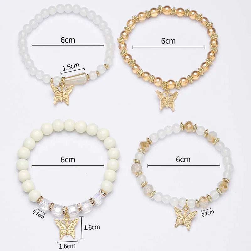 Trendy Butterfly Beaded Bracelet Set for Women - Smarsty