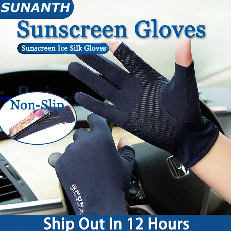Breathable Ice Silk Sunscreen Gloves For Outdoor Use - Smarsty